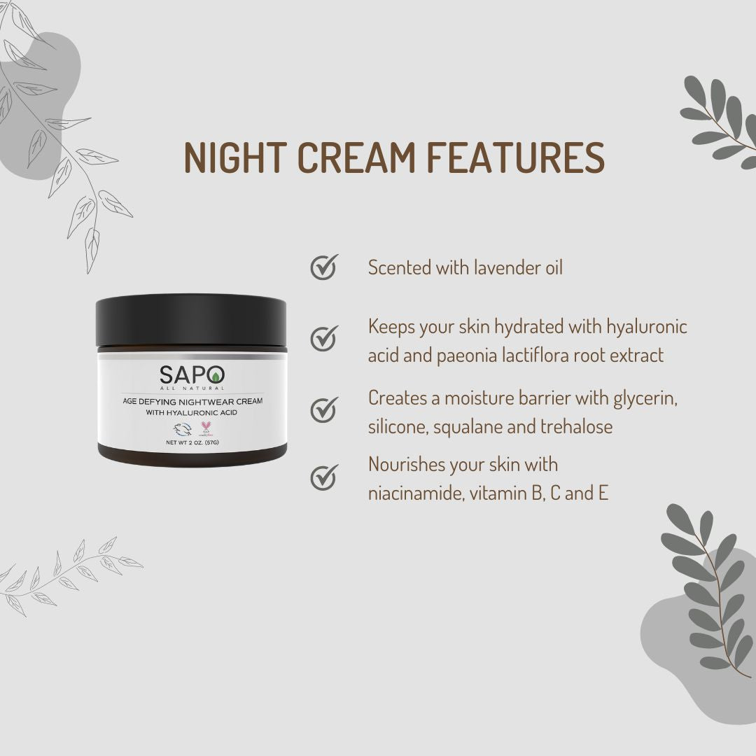 Night Cream with Hyaluronic Acid, Niacinamide, Silicone, Squalane & La