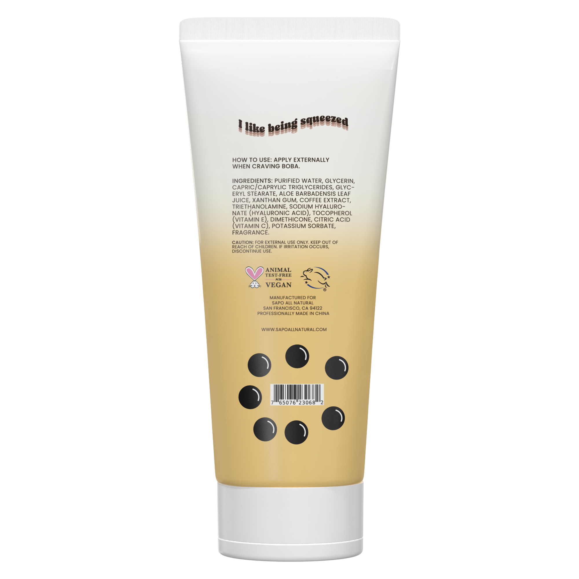 Sapo All Natural Boba Lotion with Hyaluronic Acid, Aloe and Vitamin E - Hydrating & Moisturizing Body Cream For Girls & Boys - Caramel Milk Tea Scent
