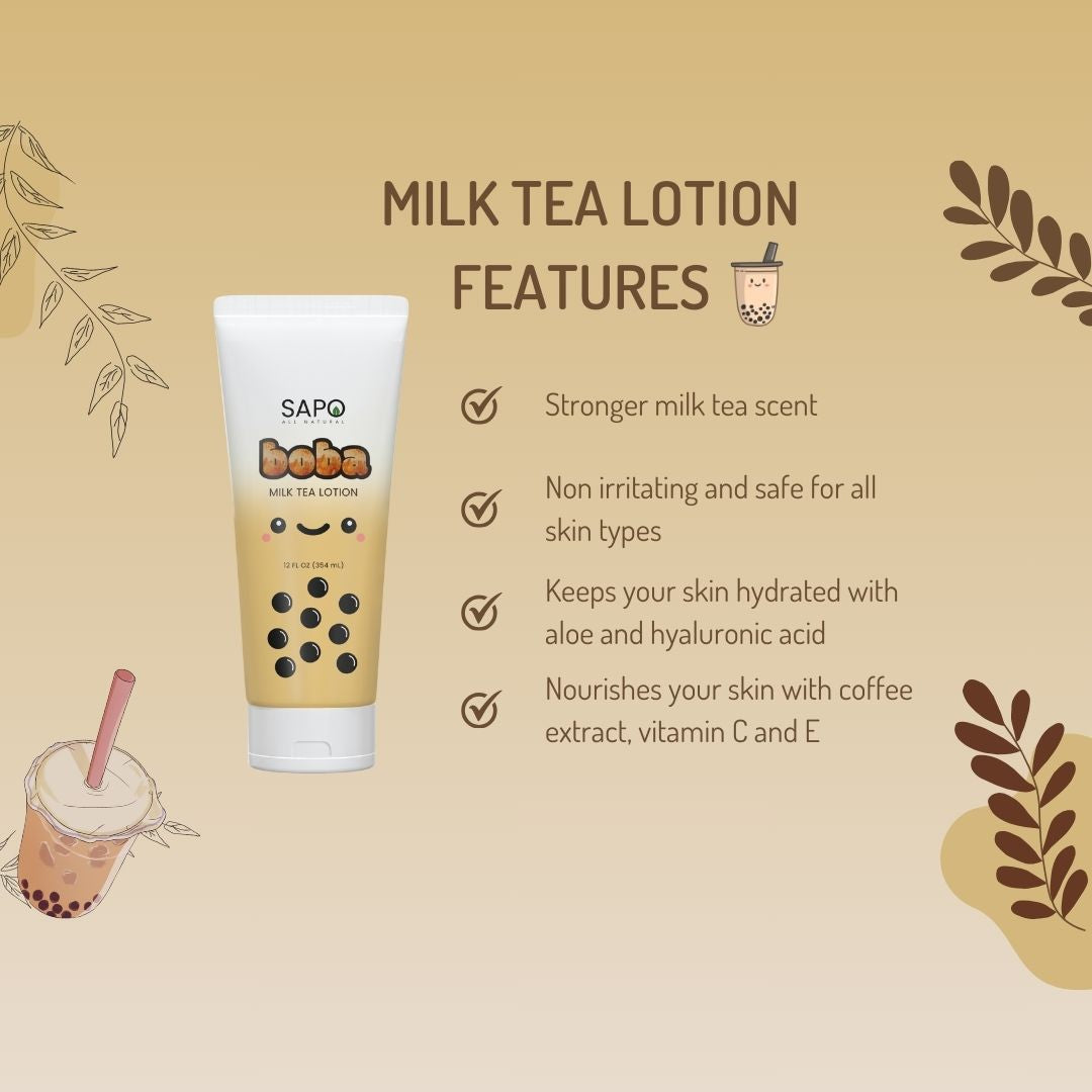 Sapo All Natural Boba Lotion - A Delicious Hand and Body Lotion Made with Aloe, Vitamin E and Hyaluronic Acid - 12 Fl Oz
