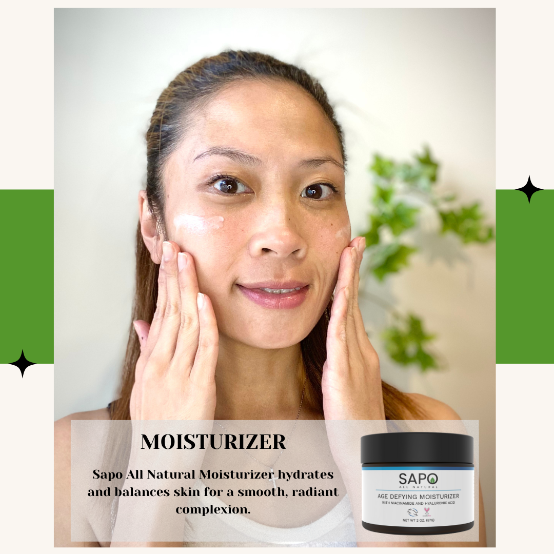 Sapo All Natural Daily Face Moisturizer with Niacinamide and Hyaluronic Acid - Moisturizing Anti-Aging Facial Skincare Cream for Smooth Glowing Skin