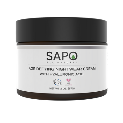 Sapo All Natural Night Cream - Nourishing Overnight Moisturizer with Hyaluronic Acid, Niacinamide, Trehalose, Lavender Oil, Vitamin B3, B5, B6, C & E - Restoring, Firming, Repairing Skin Care - 2 oz