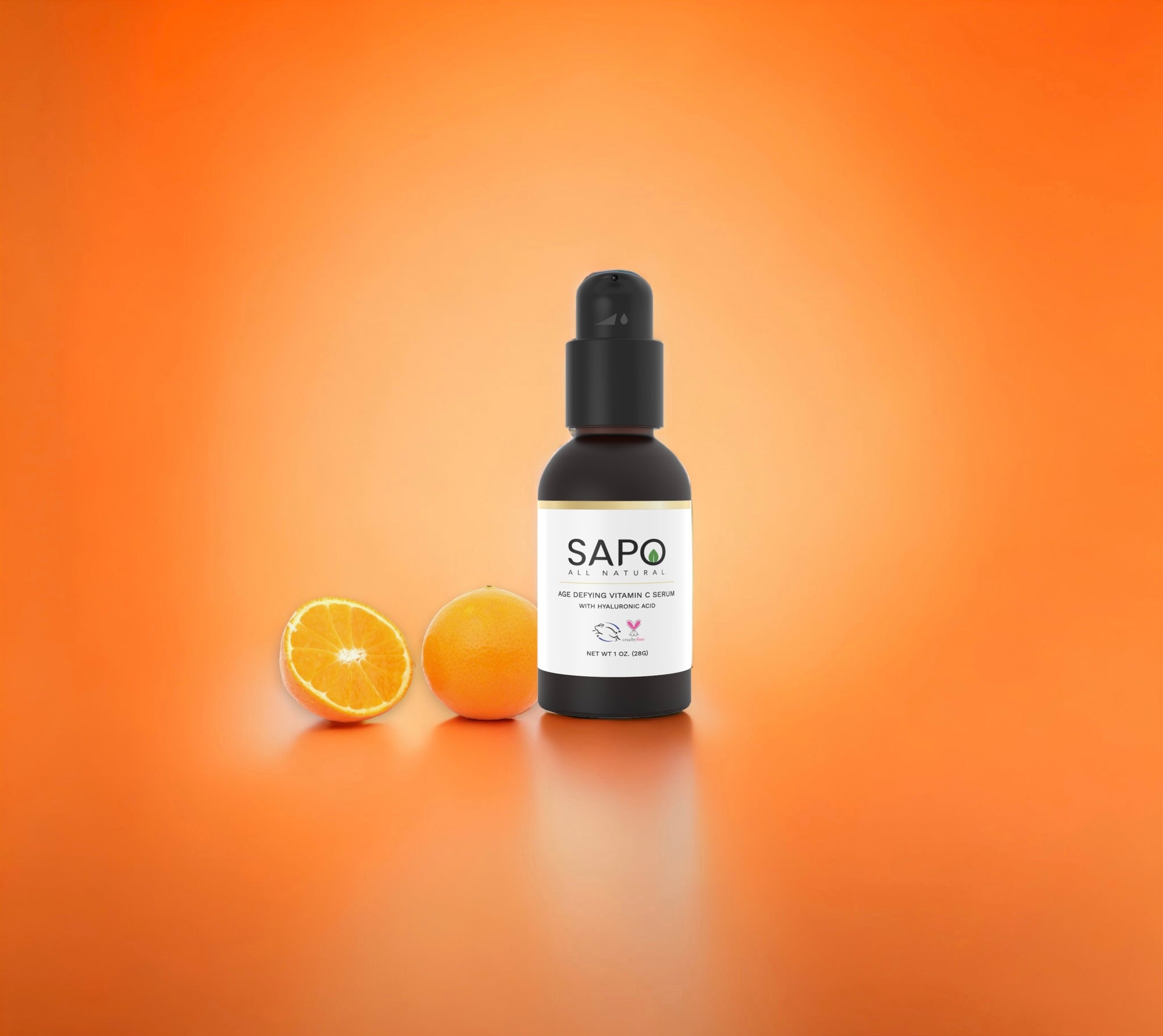 Sapo All Natural Age Defying Vitamin C Serum with Hyaluronic Acid and Chamomile - Exfoliating & Brightening for Dry Dull Skin - Anti Aging Skincare