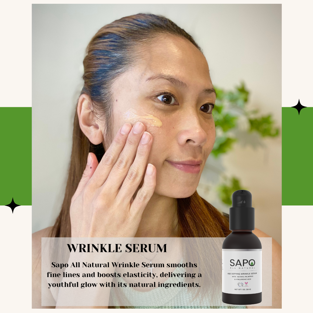 Sapo All Natural Wrinkle Age Defying Serum with Bakuchiol, Hyaluronic Acid, Peptides and Retinyl Palmitate - Anti-Aging for Fine Lines & Wrinkles