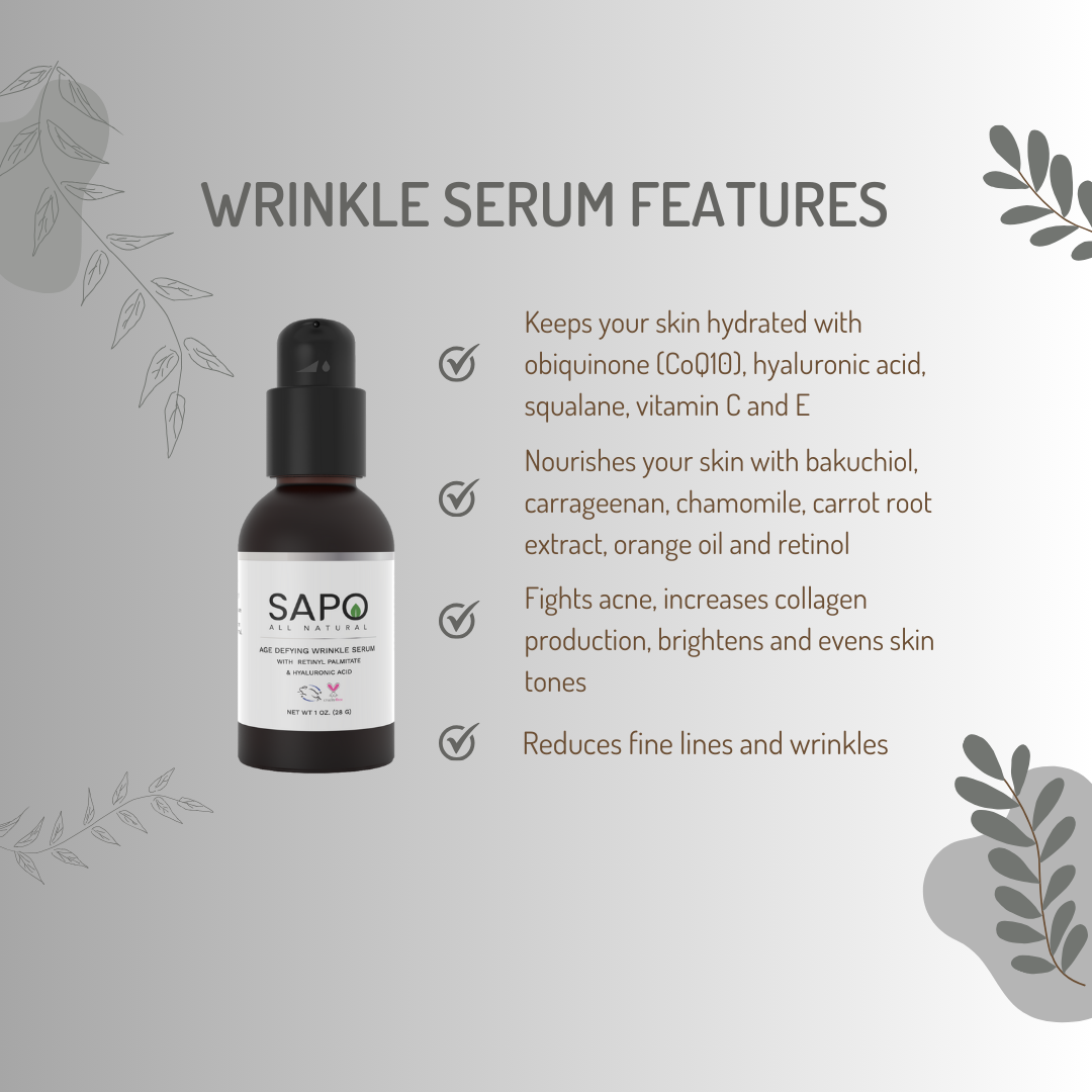 Wrinkle Serum with Hyaluronic Acid, Squalane, Vitamin C & Retinol