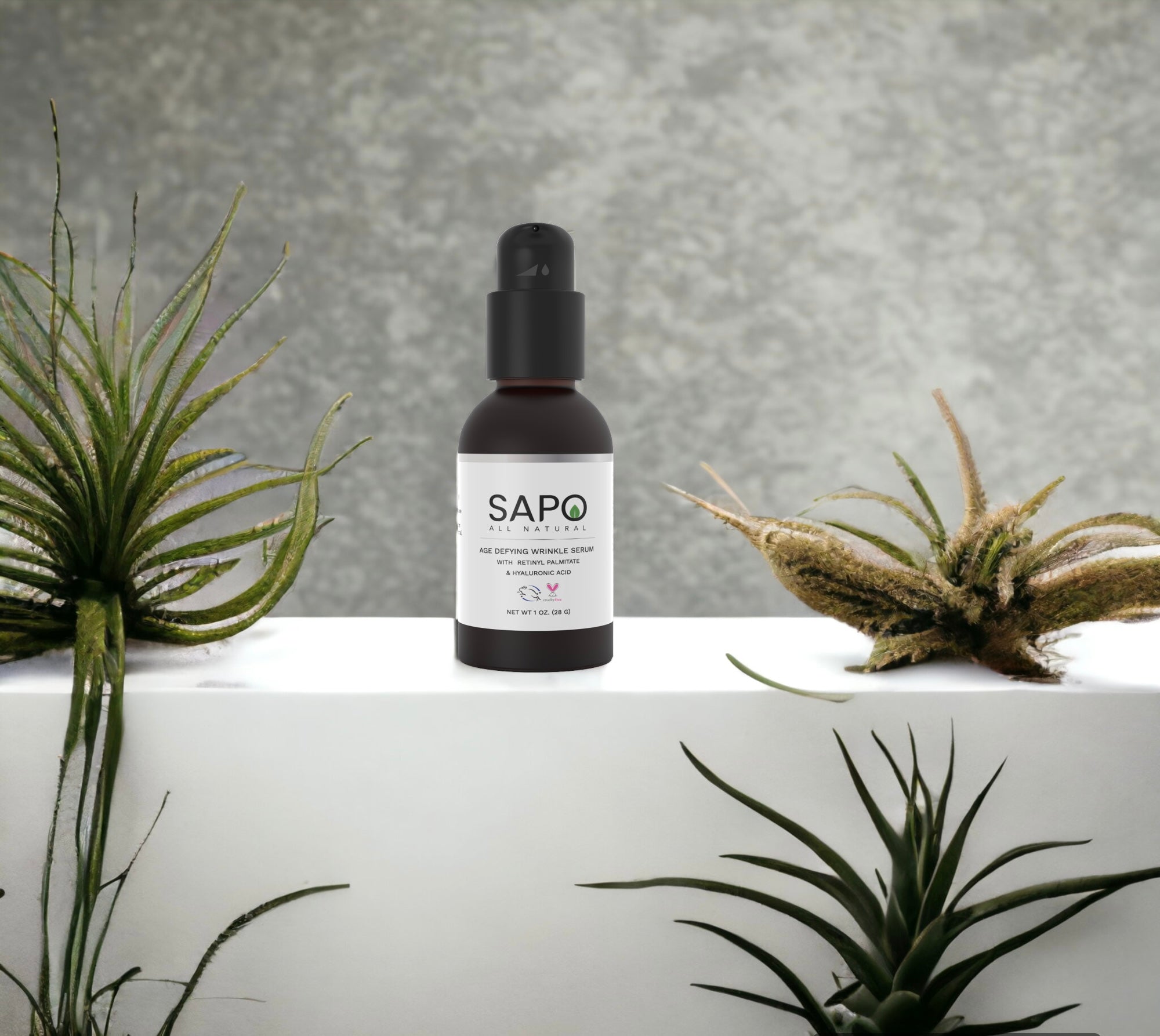 Sapo All Natural Wrinkle Age Defying Serum with Bakuchiol, Hyaluronic Acid, Peptides and Retinyl Palmitate - Anti-Aging for Fine Lines & Wrinkles
