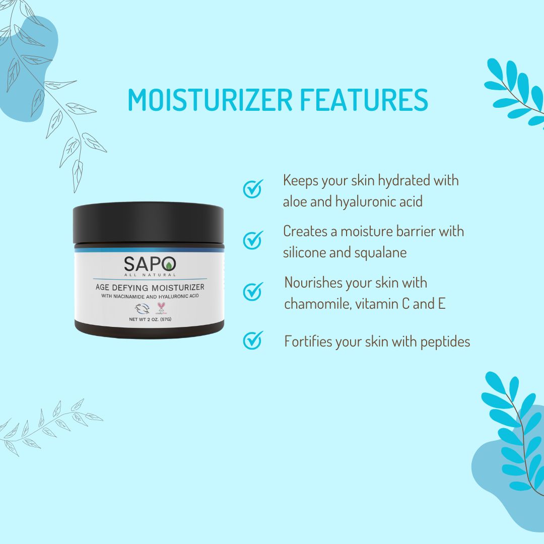 Moisturizer with Hyaluronic Acid, Niacinamide, Squalane & Silicone Sapo All Natural